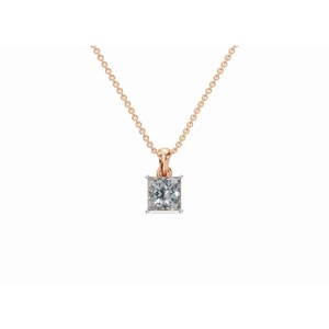 Pendentif Solitaire Secret Éternel Princesse Intemporelle 0,5 Ct Diamant de Laboratoire Cultivé Or 9 KT 14 KT 18 KT Bijoux Vente en Gros OEM Export - Product Image 1