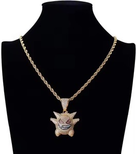 Monster Ghost Cartoon Micro Set avec Zircon Pendentif Hip Hop Gangster Ginger Bling Pendentif Hip Hop Diamant Plaqué Or Jaune - Product Image 3