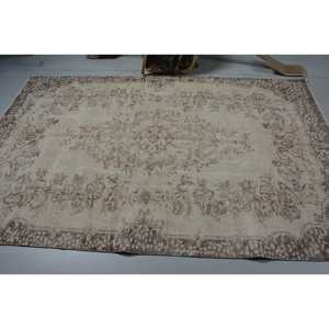 Alfombra Turca Vintage, Alfombra de 5.6x8.5 pies, Alfombra Grande con Diseño Floral Marrón - Product Image 3