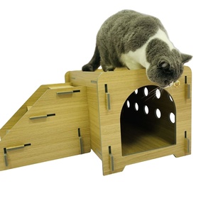 2025 nouveau modèle solide moderne respirant LED en bois fermé chat Villa luxe meubles pour animaux de compagnie pour salon et maison - Product Image 4