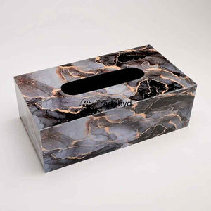 Boîte à mouchoirs en bois carrée de qualité supérieure Tradebyd, imprimée en émail, écologique, élégante et décorative pour la maison, le bureau, l'hôtel - Product Image 1