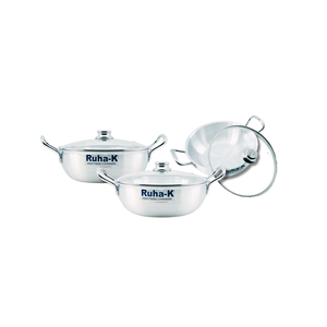 Juego de 6 Woks Tradicionales de Acero Inoxidable Ruha-K con Tapa de Vidrio y Mango de Acero Inoxidable para Cocina de Gas/Inducción - Product Image 2