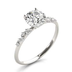 Round Cut Diamond Solitaire With Accent Style Engagement Ring For Women - Product Image 3