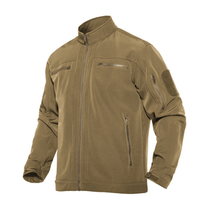 Chaqueta Softshell personalizada de Color Beige sólido para hombre, nuevo diseño 2025, tela transpirable, bolsillos con cremallera, chaquetas con capucha para exteriores - Product Image 6