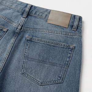 <b>Women's</b> Casual Solid Pattern Low Rise Wide Leg Denim Pants Drawstring <b>Pull</b> <b>On</b> Jeans Customized Color Breathable Cotton <b>Trousers</b> - Product Image 5