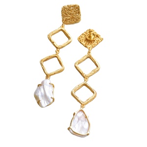 Pendientes de Perlas de Lujo con Piedras Semipreciosas, Acabado en Oro Chapado y Joyería de Calidad Artesanal - Product Image 3