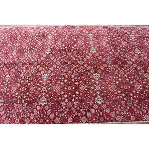 Tapis turc vintage en laine 6,4x9,1 pieds, motif patchwork rouge, avec support en latex écologique - Product Image 5