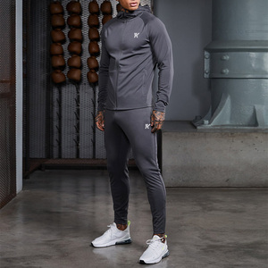 Vente en gros de vêtements de rue d'hiver pour hommes imprimés de logo personnalisé ensemble de survêtement solide deux pièces à manches longues respirant à séchage rapide - Product Image 2