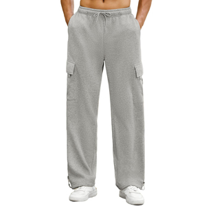 Custom LOGO Men Loose Pants Winter Long Mohair Knit <b>Trousers</b> Casual <b>Drawstring</b> Men's Pants Straight Curved Striped <b>Trousers</b> - Product Image 2
