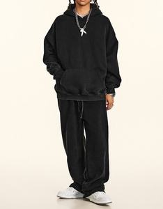 Conjunto de Sudadera con Capucha y Pantalones Deportivos de Franela de Algodón de 330 Gramos de Alta Calidad para Hombre, con Logotipo Personalizado OEM, Informal, para Invierno - Product Image 3