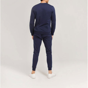 Wholesale Custom Men's 100% Cotton Fleece Two-Piece <b>Tracksuits</b> Set <b>Plain</b> Pullover Sweatshirt Crewneck Sportswear T-Shirt - Product Image 4