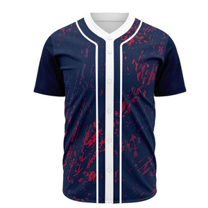 Venta al por mayor Jersey de béisbol en blanco liso Hip Hop sublimado Jersey de béisbol botón abajo deportes hombres Jersey - Product Image 1