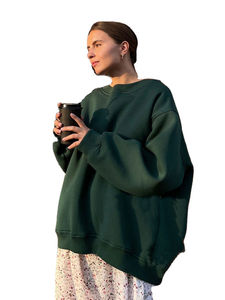 Sudadera Holgada de Cuello Alto para Mujer, 100% Algodón, Felpa Transpirable, Frente Largo, Personalizable, Otoño Invierno 2025 - Product Image 3