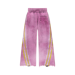 Streetwear hommes femmes détresse broderie lettres fermeture éclair épais et chaud lavage à l'acide 100% coton grande taille ensembles de survêtement - Product Image 3