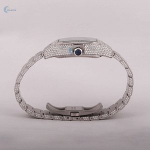 <b>Mens</b> Full Iced Out Bling <b>Watch</b> Lab Grown Diamond Elegant <b>Watch</b> <b>Black</b> Roman Numerals Hip Hop Style Statement Wristwatch - Product Image 4