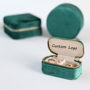 Logotipo personalizado cremallera Mini viaje joyero regalo terciopelo joya organizador almacenamiento pequeño joyero para collares - Product Image 2