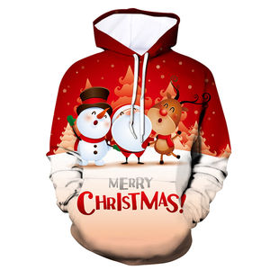 Sudadera con capucha de lana de Navidad para hombre, sudadera de algodón de invierno, Jersey cálido, Sudadera con capucha informal OEM para vacaciones - Product Image 3