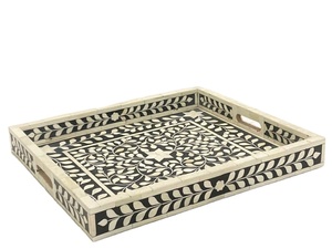 Bandeja con incrustaciones de hueso Royal Desert Bloom hecha a mano, tamaños personalizados, colores, lujosos motivos árabes para decoración refinada, uso como vajilla - Product Image 3
