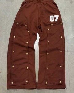 Conjunto de Sudadera con Capucha y Pantalones Deportivos de Algodón 100% Ecológico, con Efecto Desgastado por el Sol, Bordado, Lavado al Ácido, Estilo Crop, Acampanado y Apilado - Product Image 4