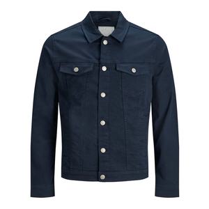 Dernière veste en jean pour homme pour un style décontracté de rue, légère, lavage foncé, coupe ajustée, veste en jean bleue pour homme - Product Image 1
