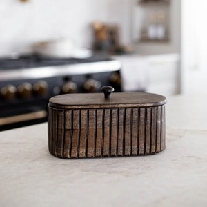 Boîte en bois de manguier cannelé - Product Image 5