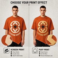 T-shirt en jersey 100% coton à imprimé graphique orange, manches courtes, col rond, ourlet asymétrique, streetwear décontracté pour homme