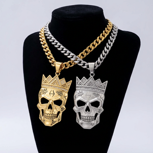 Collar con Colgante de Calavera con Diamantes de Imitación de Alta Calidad, Joyería Hip Hop Unisex para Hombre y Mujer - Product Image 1