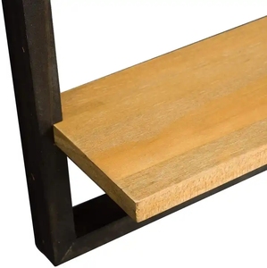 Modern Metal Wall Shelf with Wooden Base Floating Wall Mounted Display Shelf <b>Decorative</b> Wall Storage Shelf for Living Room - Product Image 2
