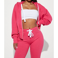 Ensemble de survêtement décontracté deux pièces pour femme, grande taille, en coton biologique, avec sweat à capuche zippé et pantalon de jogging, idéal pour l'hiver et le sport