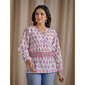 Top Corto de Algodón Blanco con Estampado a Mano y Característica Transpirable - Product Image 3