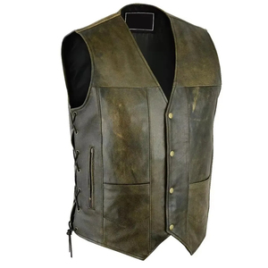 Gilet d'hiver en cuir véritable pour homme Saleh Enterprises – Style vintage vieilli, gilet de motard décontracté, boutons western cowboy – Vente en gros - Product Image 4