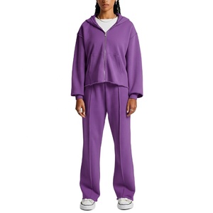 Ensemble deux pièces pour femmes tendance, logo personnalisé, sweat-shirt uni, molleton lourd, capuche d'hiver avec design personnalisé - Product Image 4