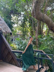 Imprimé floral fait à la main Maxi robes en gros prix abordable 100% coton tissus doux Maxi robes femmes vêtements de plage robes - Product Image 3