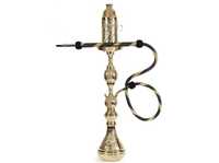 Chichas Mini Royalty Égyptiennes de Luxe Farida en Laiton Laqué Fait Main, Édition Limitée, Type Incurvé Doré, Ensemble Shisha pour Café