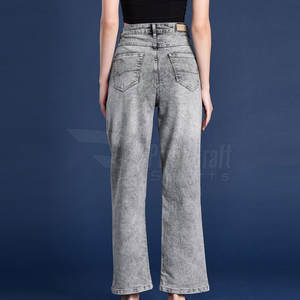 Haute qualité femmes taille moyenne Style décontracté jean pantalon couleur unie plat avant conception respirant coton Top vente - Product Image 3