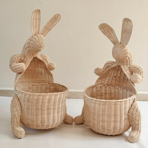Panier de rangement charmant en forme d'animaux, paniers en rotin naturel pour la décoration de chambre d'enfant - Product Image 3
