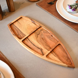 Plato para servir de madera con forma ovalada rústica, utensilios de cocina de estilo orgánico, tablero seguro para aperitivos, fiestas ideales, bodas y decoración del hogar - Product Image 6