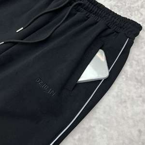 New Design Winter Reflective Lace Beading Stripe Essential Stacked <b>Track</b> Sweatpants Men Premium French Terry Joggers - Product Image 4