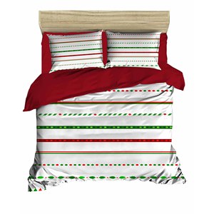 Parure de lit double de Noël festive en coton Ranforce classique, imprimé numérique, pour la maison - Product Image 1