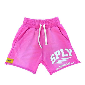 Men Vintage Sun Fade Sweat Cotton Shorts Cut Edge Acid Wash Shorts/ Faded Shorts Streetwear Thick Drawstring <b>Applique</b> <b>Patch</b> - Product Image 5