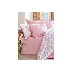 Cotton Box Luxury Geometric Satin Duvet Cover <b>Set</b> Best Pink for Home-Minimal King and Twin Sizes with 4 Pcs <b>Comforter</b> - Product Image 1