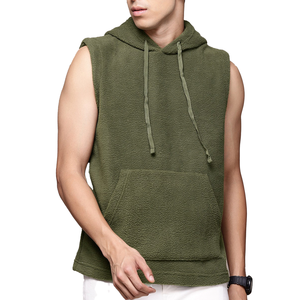 Custom Made Polyester/Cotton Pullover Gym Jacket <b>Men</b> <b>Sleeveless</b> <b>Hoodie</b> No Sleeves Solid Fleece Autumn Plain Dyed Eco-Friendly - Product Image 1