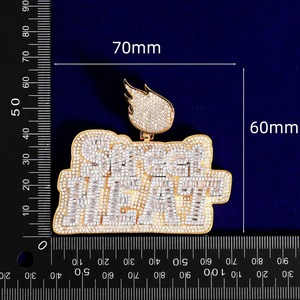 Moissanite Diamond Bustdown Chapado en oro 925 Sterling Silver Street Heat Letter Totalmente Iced Out Hip Hop Style Colgante para hombres - Product Image 4