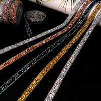Bande d'appliqué en strass de résine, chaîne perlée, motif de pierres scintillantes thermocollantes pour la fabrication de bijoux DIY et la décoration de vêtements