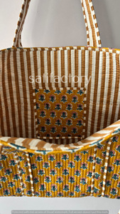 Quilted Cotton Handprinted Reversible Large Multicolor <b>Floral</b> <b>Tote</b> <b>Bag</b> Eco-Friendly Open Closure Shopping Handmade Boho <b>Bag</b> - Product Image 4