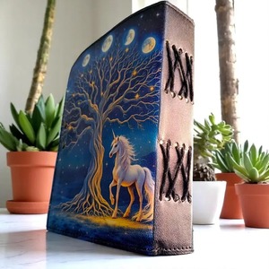 สมุดบันทึกหนังยูนิคอร์นต้นไม้แห่งชีวิตดวงจันทร์หนังสือคาถาสมุดจดบันทึกสมุดแผนที่ทำด้วยมือของขวัญที่ดีที่สุดสำหรับเธอ/เขา - Product Image 2