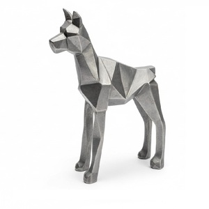 Escultura Moderna de Perro en Aluminio Geométrico, Figura Abstracta de Animal Metálico, Adorno Decorativo para Mesa de Oficina u Hogar - Product Image 1