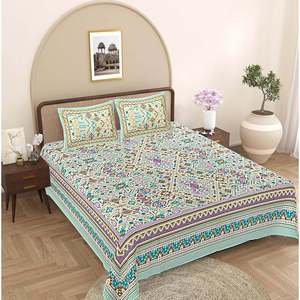Juego de Sábanas Florales Azul Turquesa 100% Algodón con 2 Fundas de Almohada (ADB1496) - Product Image 1