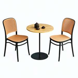 Modern Durable 60cm Round Coffee <b>Table</b> and 2 Plastic Chairs Combo Living Room Furniture-CBCF297 - Product Image 1