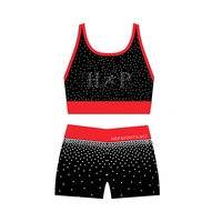 Tenue d'entraînement de cheerleading pour adolescentes avec strass, ensemble uniforme avec technique d'impression OEM, service OEM